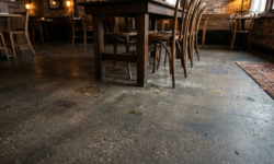 Scheuren in de betonvloer van een café