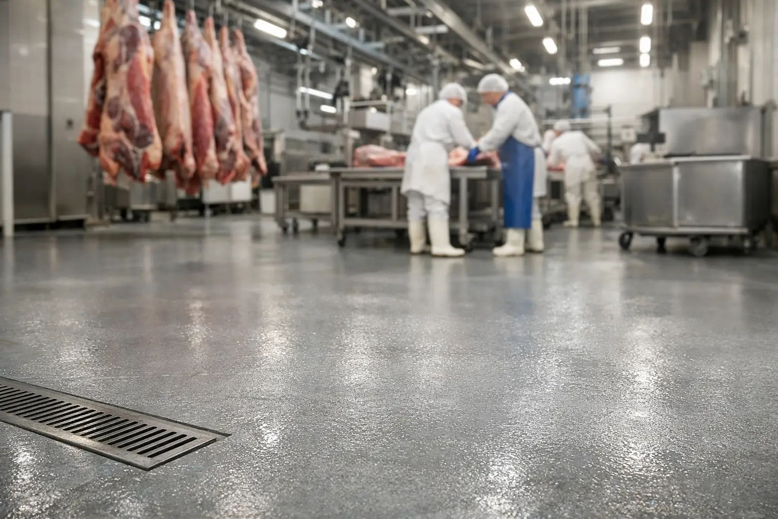 Praktijkvoorbeeld vloer vleesverwerking in beeld