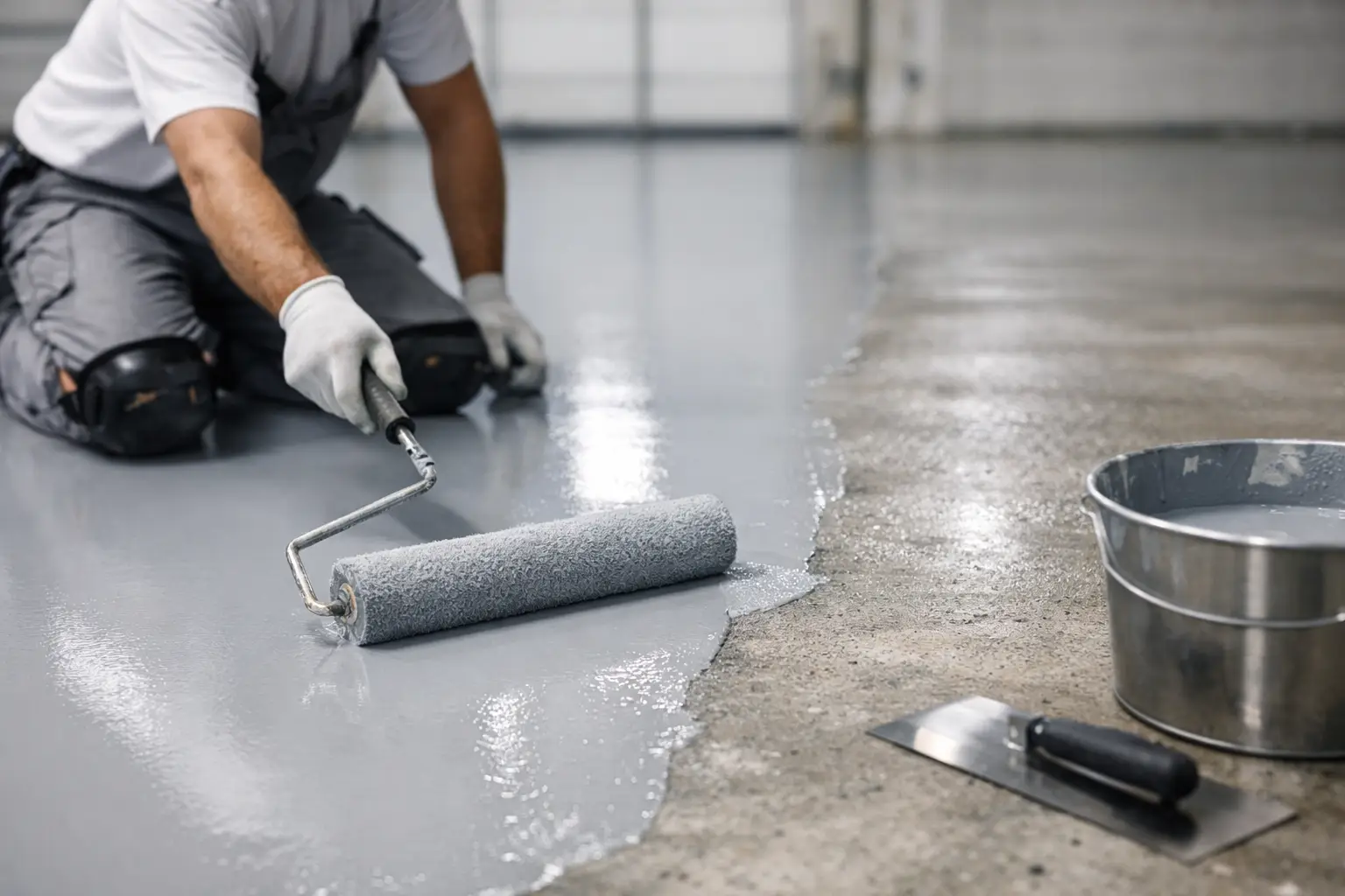 Vloercoating aanbrengen op beton zonder uitval